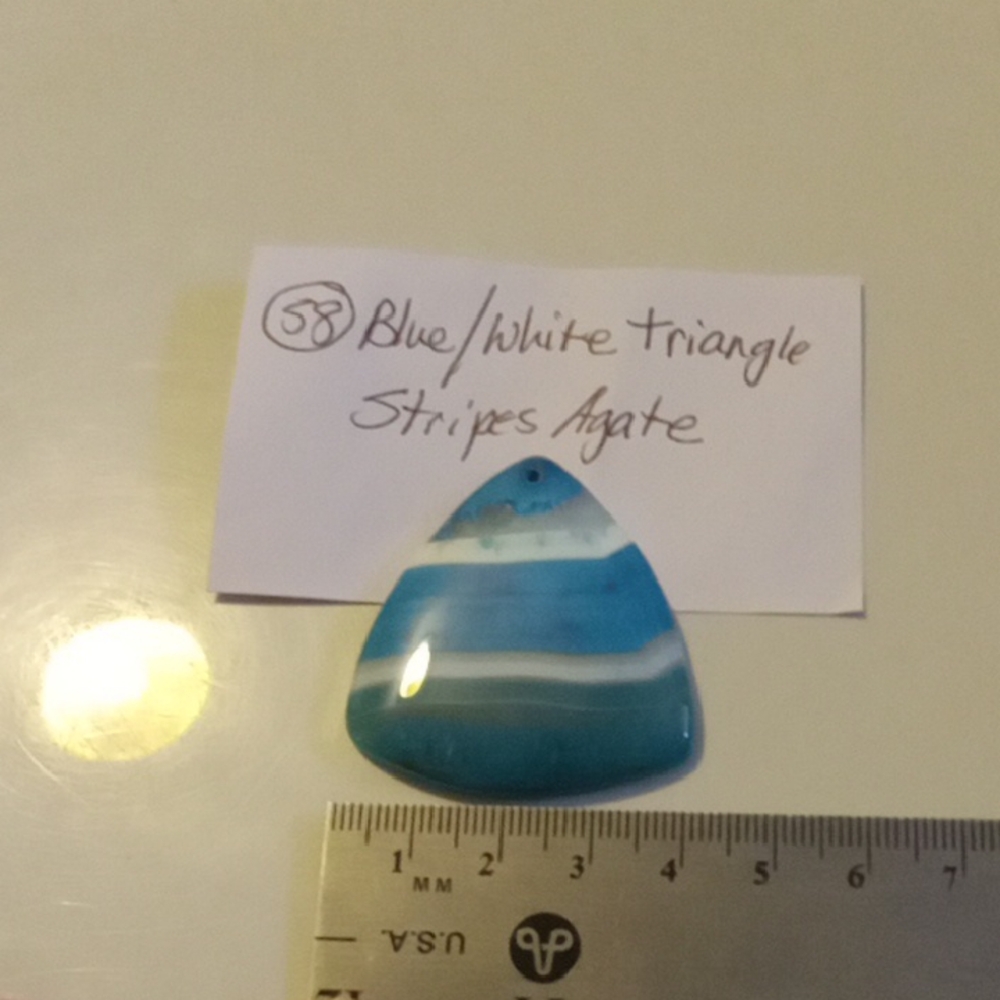 Blue and White Striped Stone Agate Pendant